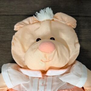 Vintage 1986 Fisher-Price Peach Puffalump Bear Nylon Plush